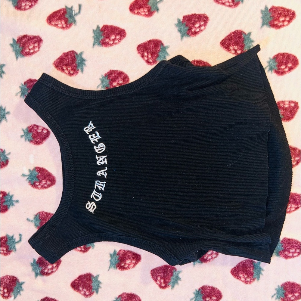 Forever 21 Black Graphic Cropped Tank
